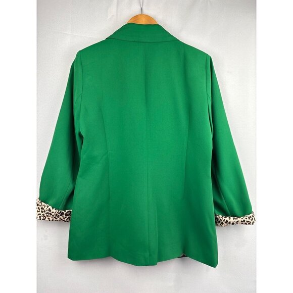 Green Blazer With Leopard Print Lining Medium - Picture 5 of 5
